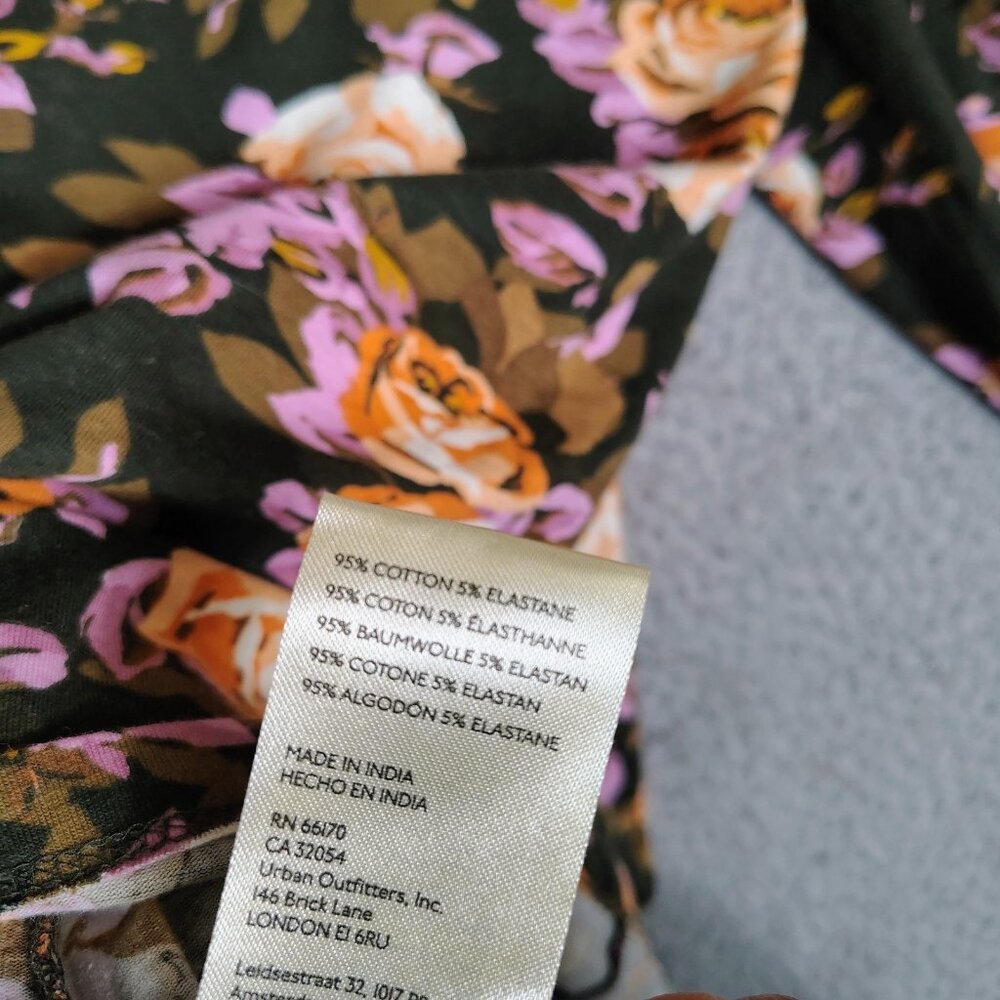 By Anthropologie Top Womens M Black Multi Floral Turtleneck Tiered-Sleeve Blouse - Picture 10 of 12
